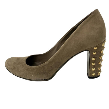 GUCCI Shoes Pumps Heel Studs EU 37 US 7 Gray Beige Authentic