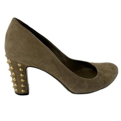 GUCCI Shoes Pumps Heel Studs EU 37 US 7 Gray Beige Authentic