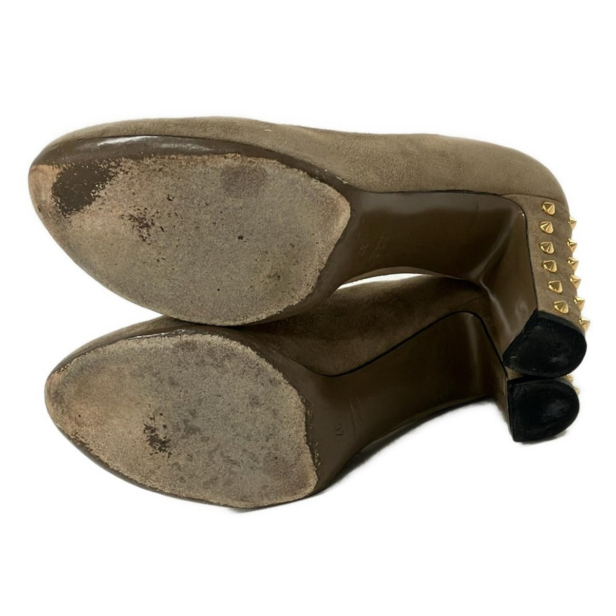 GUCCI Shoes Pumps Heel Studs EU 37 US 7 Gray Beige Authentic