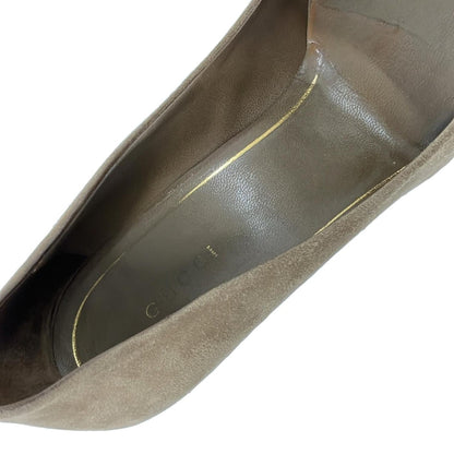 GUCCI Shoes Pumps Heel Studs EU 37 US 7 Gray Beige Authentic