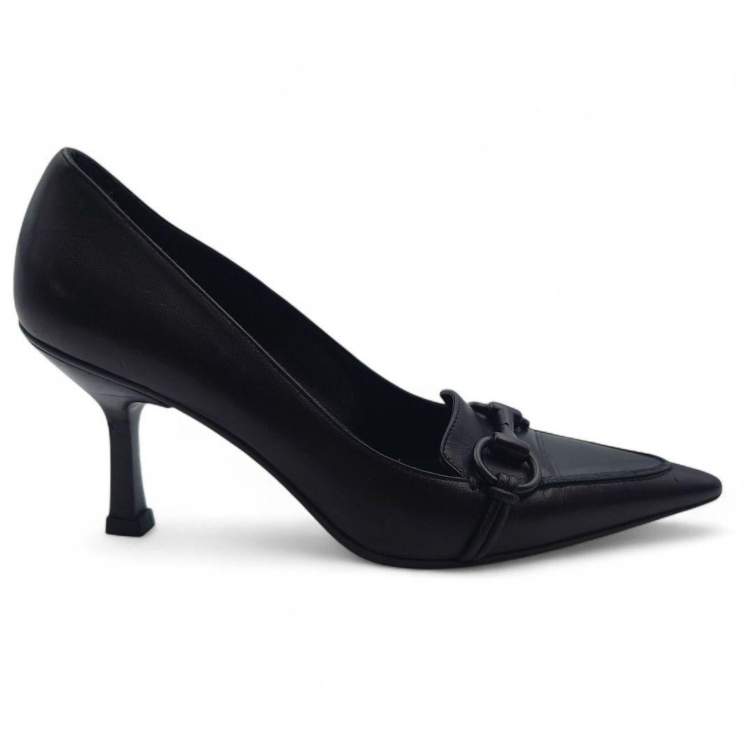 GUCCI Shoes Pumps Heel Horsebit EU 36 US 6 Leather Black Authentic