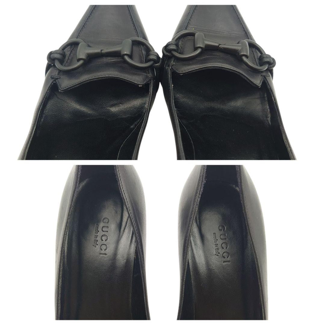 GUCCI Shoes Pumps Heel Horsebit EU 36 US 6 Leather Black Authentic