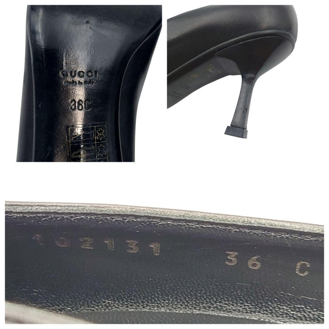 GUCCI Shoes Pumps Heel Horsebit EU 36 US 6 Leather Black Authentic