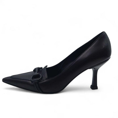 GUCCI Shoes Pumps Heel Horsebit EU 36 US 6 Leather Black Authentic
