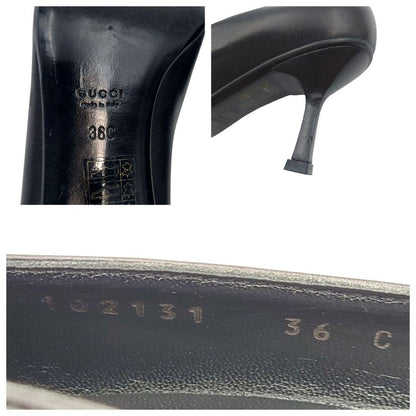 GUCCI Shoes Pumps Heel Horsebit EU 36 US 6 Leather Black Authentic
