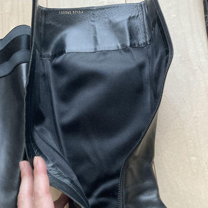 GUCCI Long Boots Shoes EU 37.5 US 7.5 Leather Black Authentic