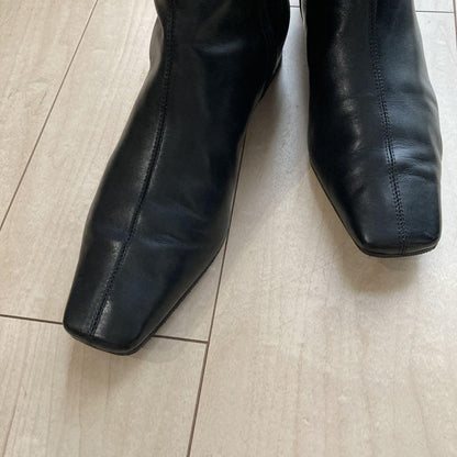 GUCCI Long Boots Shoes EU 37.5 US 7.5 Leather Black Authentic