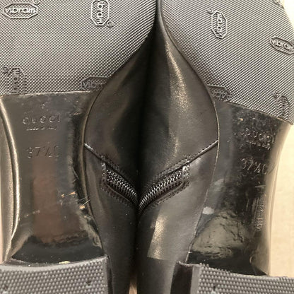 GUCCI Long Boots Shoes EU 37.5 US 7.5 Leather Black Authentic