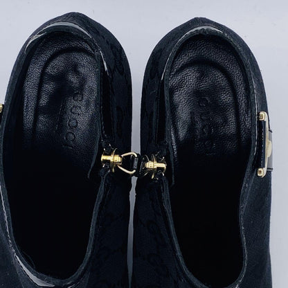 GUCCI Short Boots Shoes GG Canvas EU 36 US 6 Black Authentic