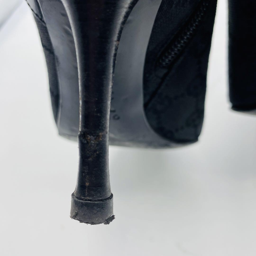 GUCCI Short Boots Shoes GG Canvas EU 36 US 6 Black Authentic