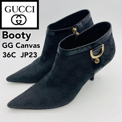GUCCI Short Boots Shoes GG Canvas EU 36 US 6 Black Authentic