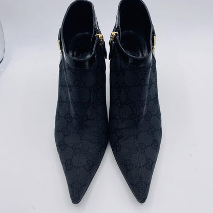 GUCCI Short Boots Shoes GG Canvas EU 36 US 6 Black Authentic