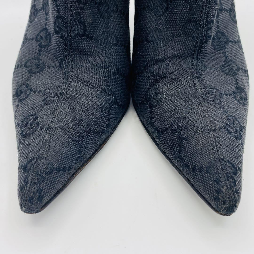 GUCCI Short Boots Shoes GG Canvas EU 36 US 6 Black Authentic
