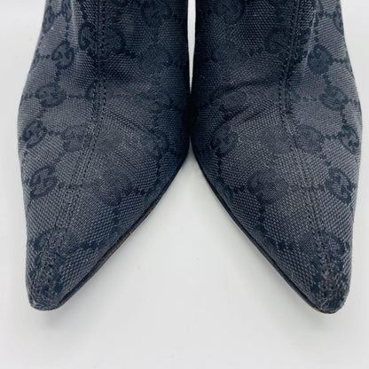 GUCCI Short Boots Shoes GG Canvas EU 36 US 6 Black Authentic