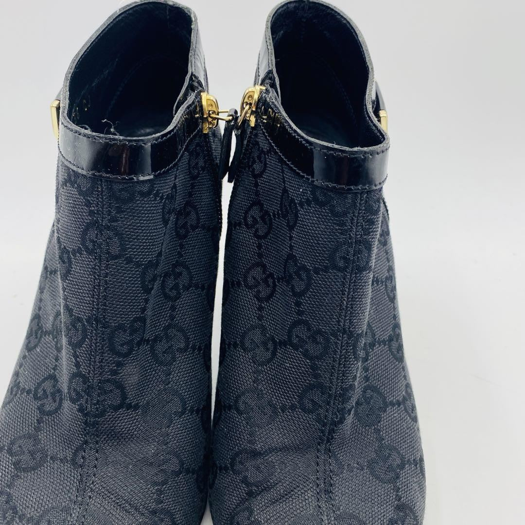 GUCCI Short Boots Shoes GG Canvas EU 36 US 6 Black Authentic