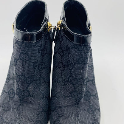 GUCCI Short Boots Shoes GG Canvas EU 36 US 6 Black Authentic