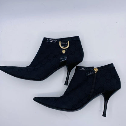 GUCCI Short Boots Shoes GG Canvas EU 36 US 6 Black Authentic