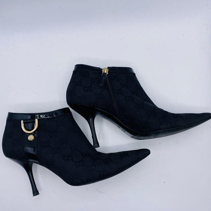 GUCCI Short Boots Shoes GG Canvas EU 36 US 6 Black Authentic