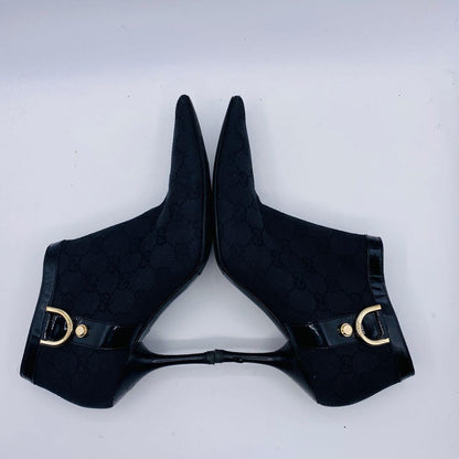 GUCCI Short Boots Shoes GG Canvas EU 36 US 6 Black Authentic