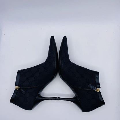 GUCCI Short Boots Shoes GG Canvas EU 36 US 6 Black Authentic