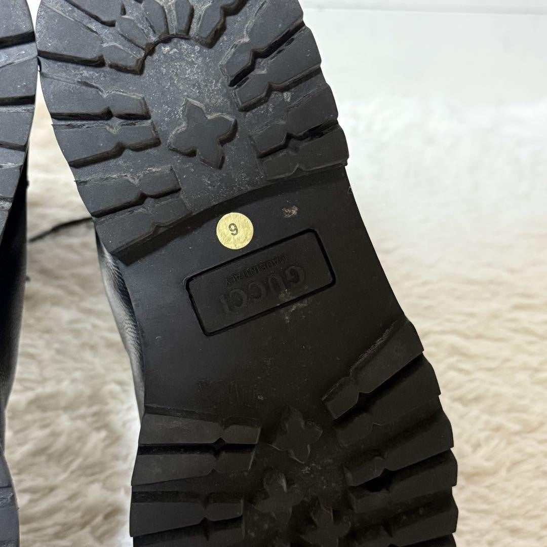 GUCCI Front zip Boots Shoes EU 36 US 6 Leather Black Authentic