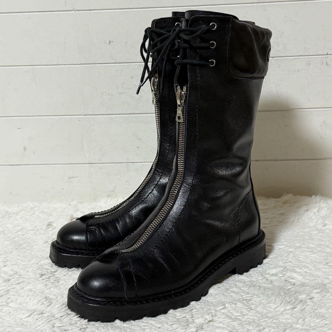 GUCCI Front zip Boots Shoes EU 36 US 6 Leather Black Authentic