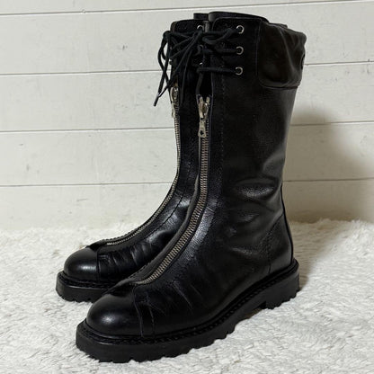 GUCCI Front zip Boots Shoes EU 36 US 6 Leather Black Authentic