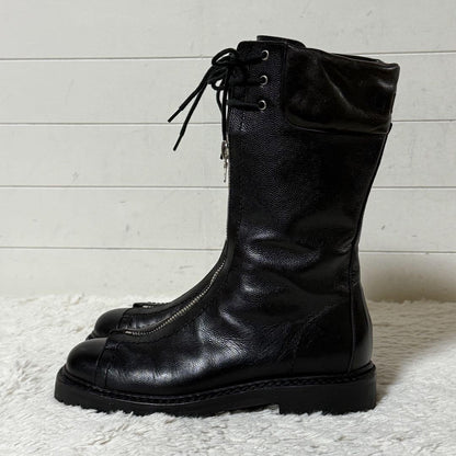 GUCCI Front zip Boots Shoes EU 36 US 6 Leather Black Authentic