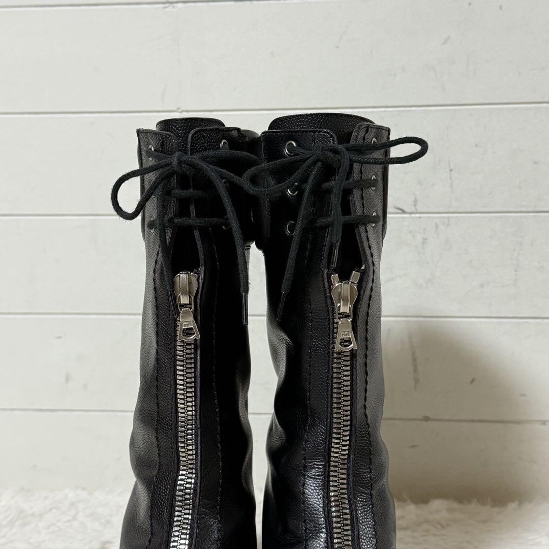 GUCCI Front zip Boots Shoes EU 36 US 6 Leather Black Authentic
