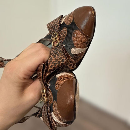 GUCCI Shoes Pumps Heel EU 37.5 US 7.5 Leather Brown Black Authentic