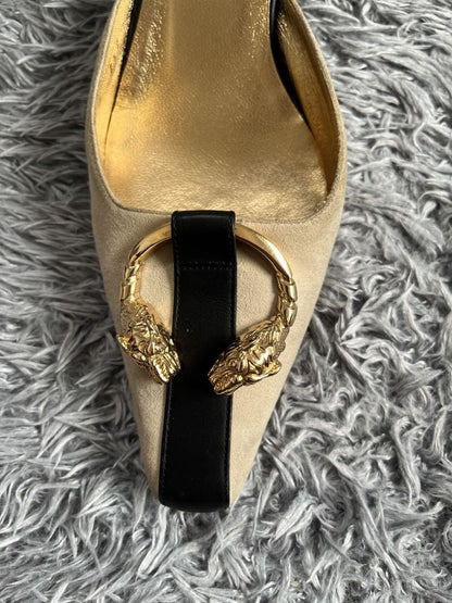 GUCCI Shoes Pumps Heel TIGER HEAD EU 37.5 US 7.5 REAL LEATHER Authentic
