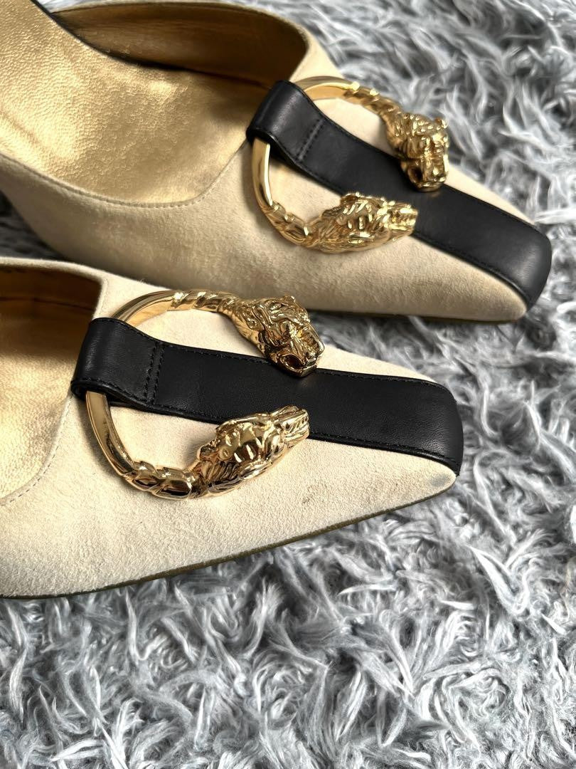 GUCCI Shoes Pumps Heel TIGER HEAD EU 37.5 US 7.5 REAL LEATHER Authentic