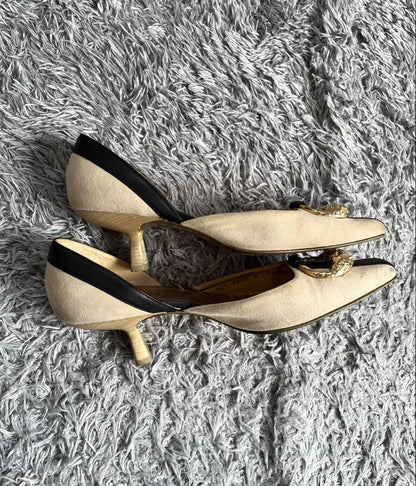 GUCCI Shoes Pumps Heel TIGER HEAD EU 37.5 US 7.5 REAL LEATHER Authentic