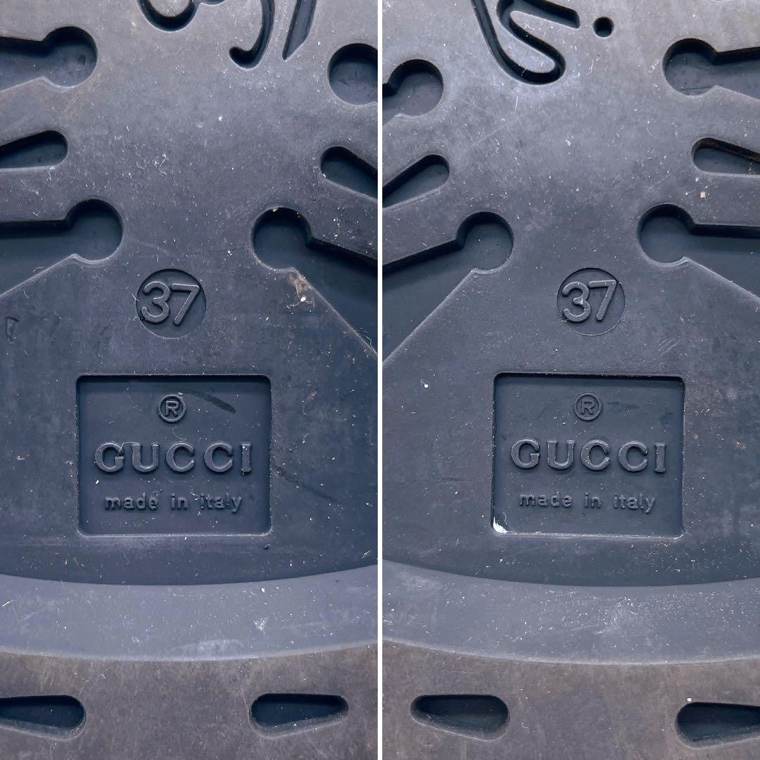 GUCCI Rain Boots Shoes GG Supreme EU 37 US 7 Beige Black Authentic