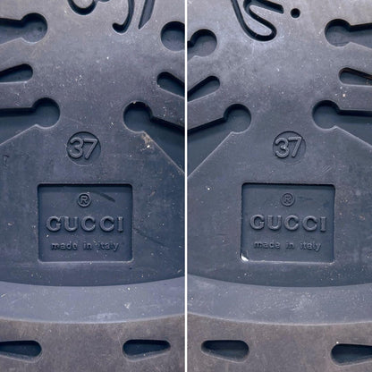 GUCCI Rain Boots Shoes GG Supreme EU 37 US 7 Beige Black Authentic