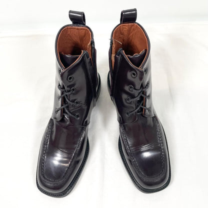 GUCCI Side zip Boots Shoes EU 37.5 US 7.5 Patent Leather Brown Authentic