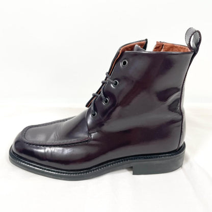 GUCCI Side zip Boots Shoes EU 37.5 US 7.5 Patent Leather Brown Authentic