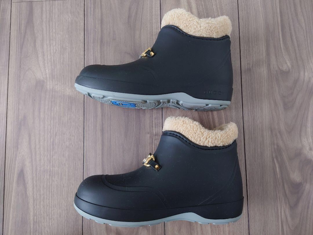 GUCCI Rubber Mouton Boots Shoes EU 37 US 7 Black Authentic