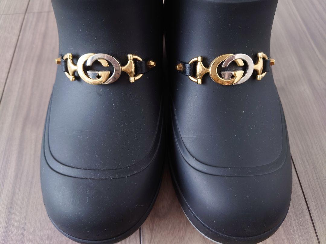 GUCCI Rubber Mouton Boots Shoes EU 37 US 7 Black Authentic