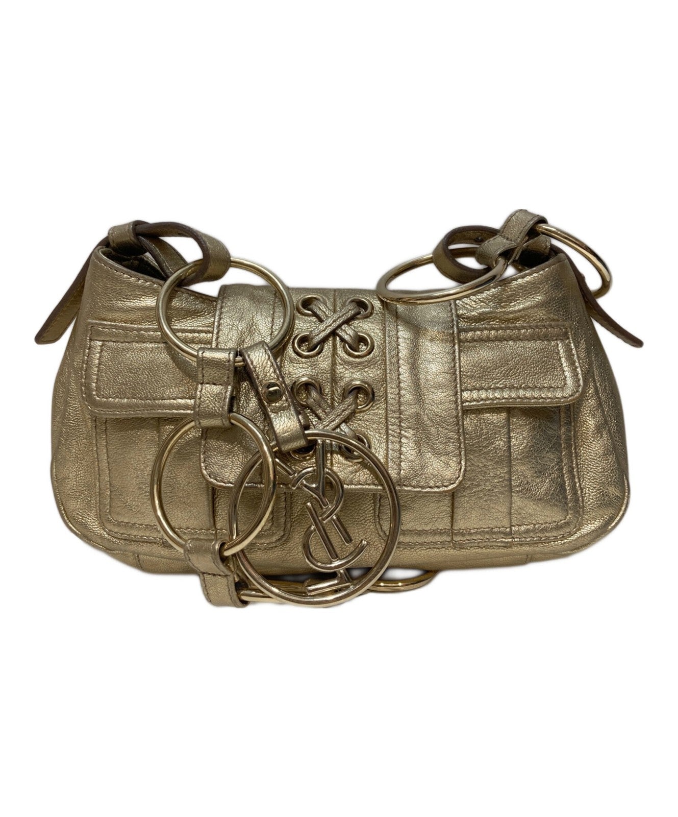 Saint Laurent Shoulder Bag Purse YSL Cassandra Gold Authentic
