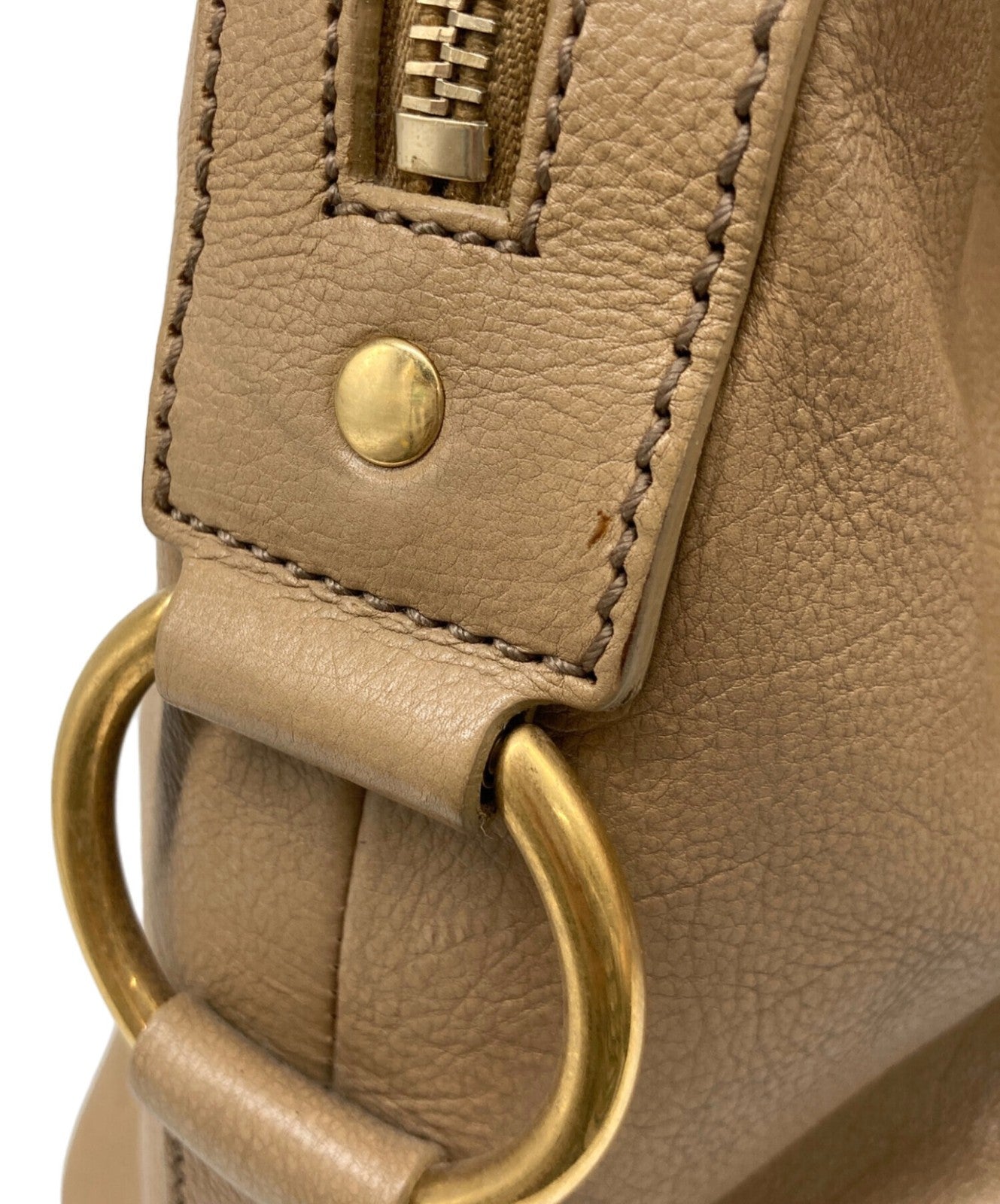 Saint Laurent Hand Bag Tote Purse Muse Beige Authentic
