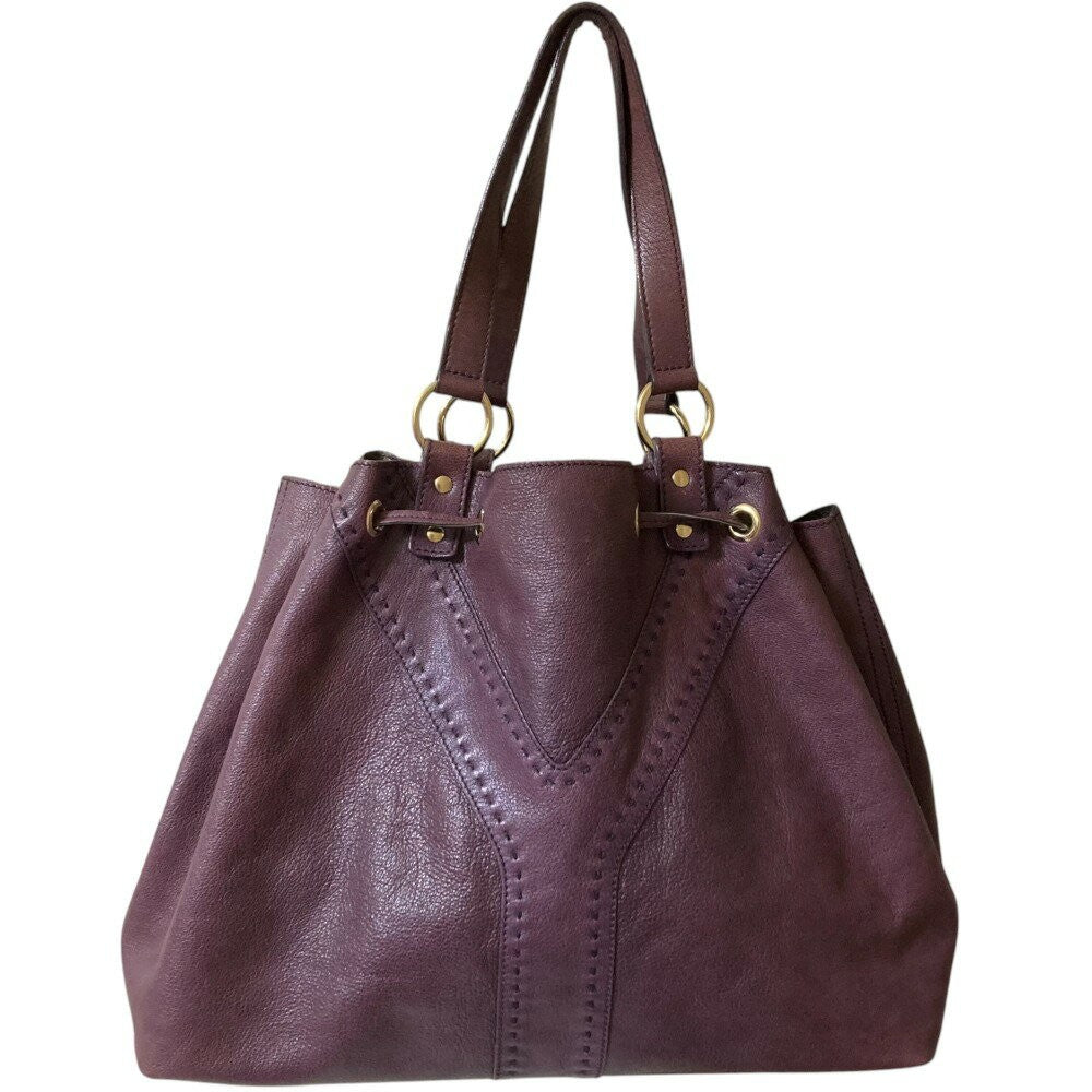 Saint Laurent Hand Bag Tote Purse Y Line Leather Bordeaux Authentic