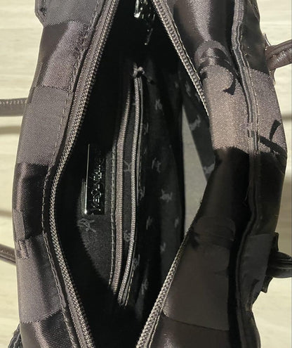 Saint Laurent Hand Bag Tote Purse YSL Cassandra Nylon Leather Dark Brown Auth