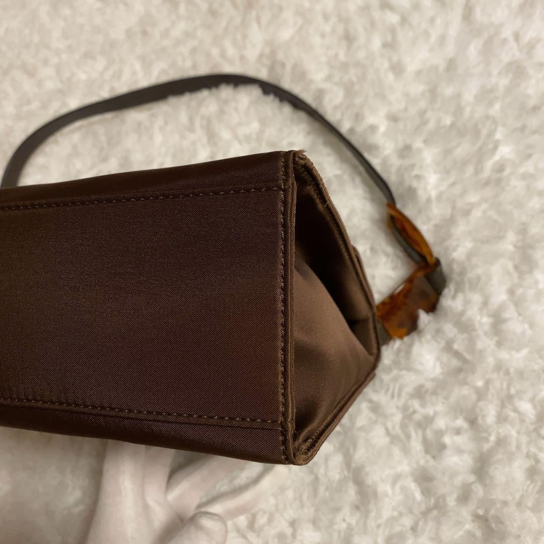 Saint Laurent Hand Shoulder Bag Tote Purse YSL Cassandra Nylon Leather Brown