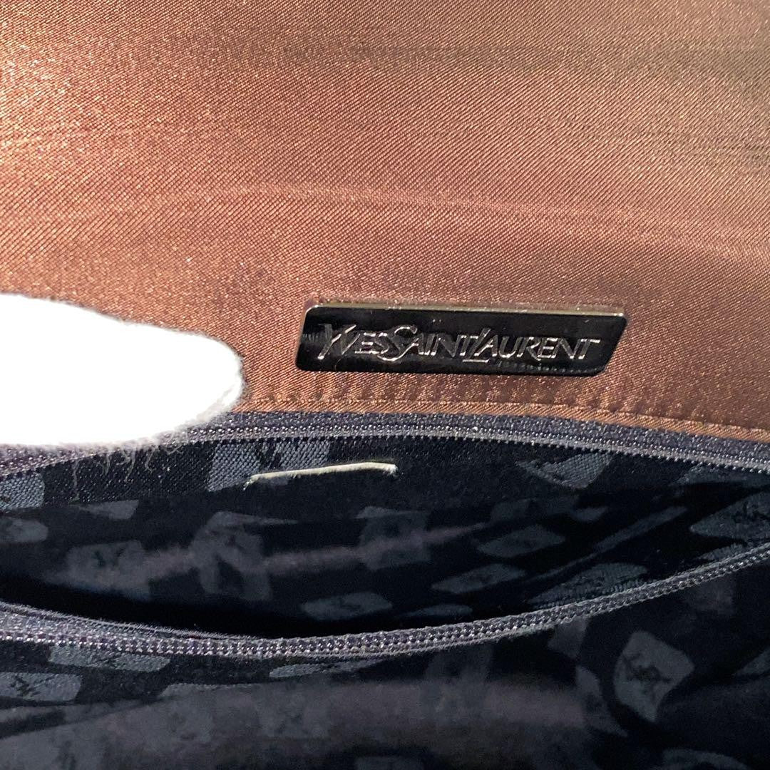 Saint Laurent Hand Shoulder Bag Tote Purse YSL Cassandra Nylon Leather Brown