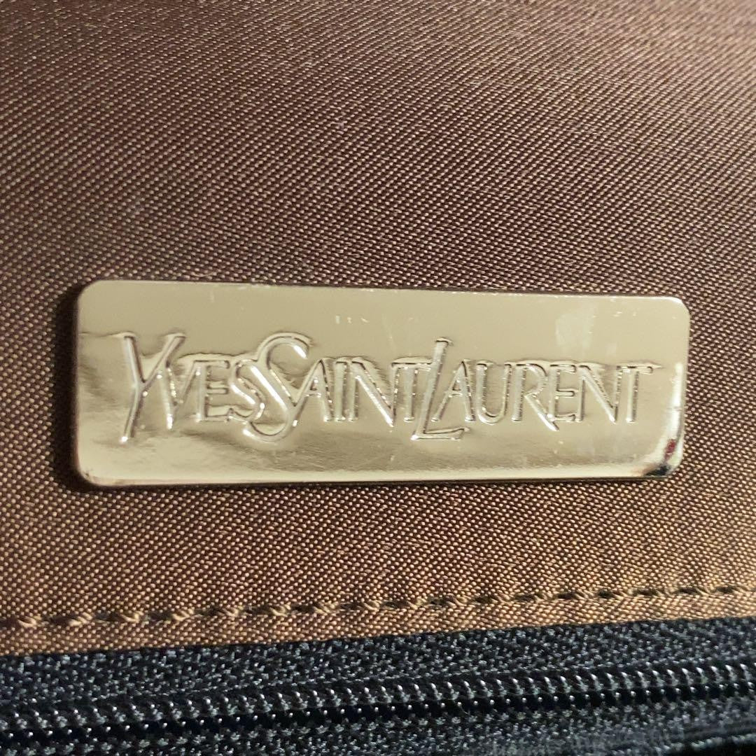 Saint Laurent Hand Shoulder Bag Tote Purse YSL Cassandra Nylon Leather Brown