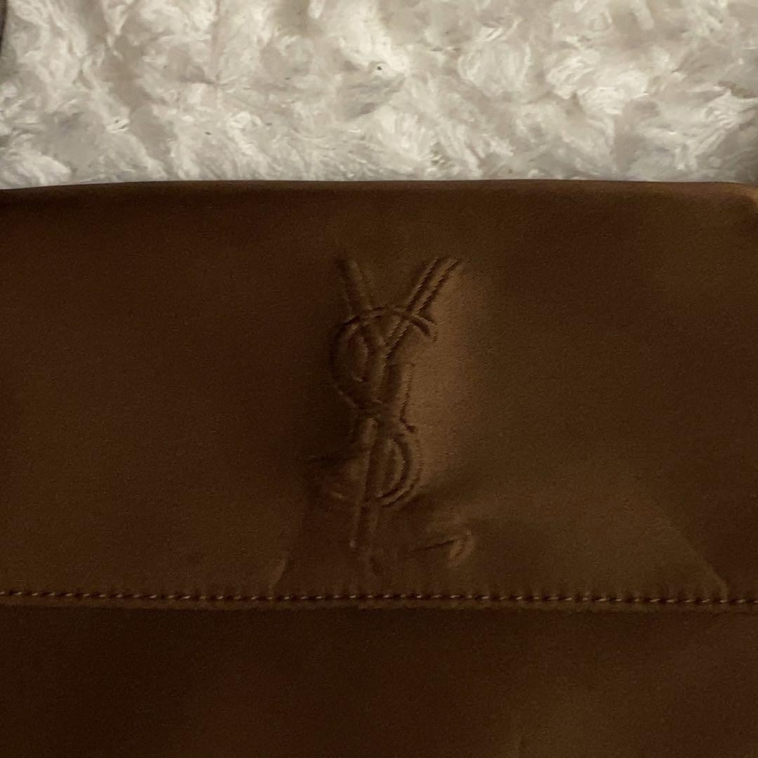 Saint Laurent Hand Shoulder Bag Tote Purse YSL Cassandra Nylon Leather Brown
