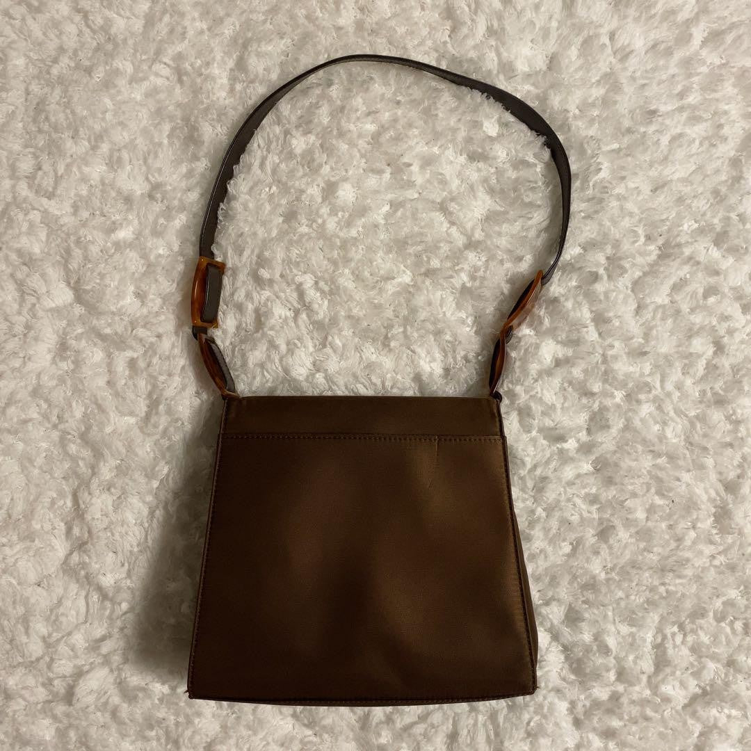 Saint Laurent Hand Shoulder Bag Tote Purse YSL Cassandra Nylon Leather Brown