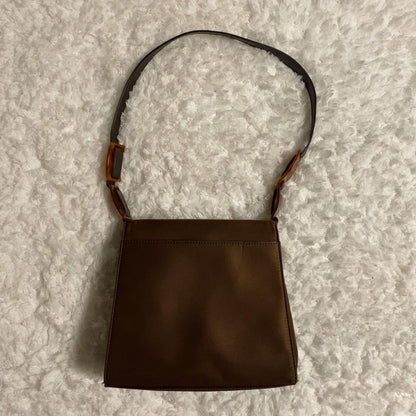Saint Laurent Hand Shoulder Bag Tote Purse YSL Cassandra Nylon Leather Brown