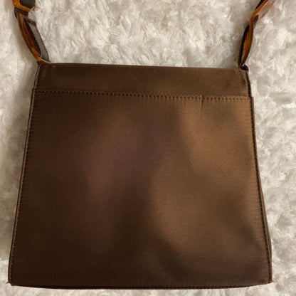 Saint Laurent Hand Shoulder Bag Tote Purse YSL Cassandra Nylon Leather Brown